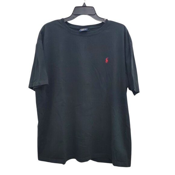 Polo Ralph Lauren Vintage Men's‎ Black Red Pony Embroidered Basic Tee T-Shirt XL - Picture 1 of 5